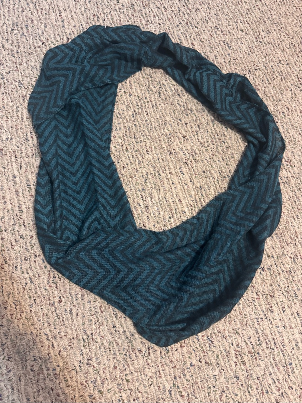 Stylish Teal Chevron Infinity Scarf - Women Accessories